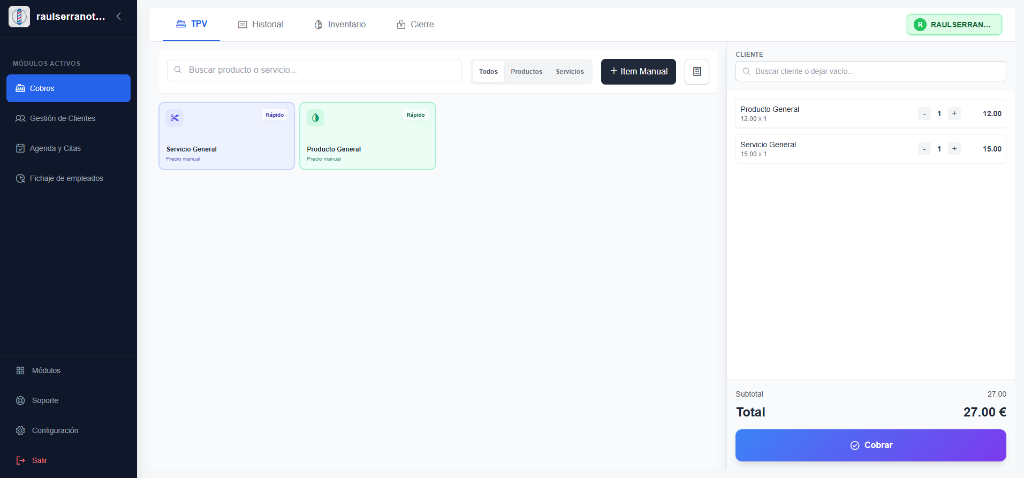 Luar Gestión Dashboard